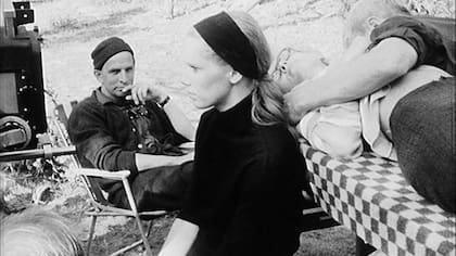 Ingmar Bergman y Liv Ullmann trabajando
