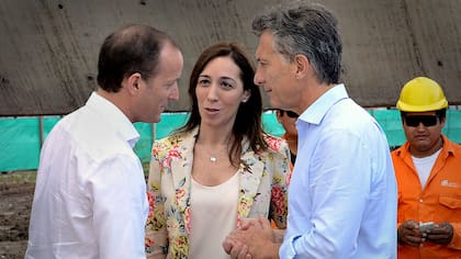 Insaurralde, Vidal y Macri, en Puente La Noria, en tiempos de la gestión de Cambiemos