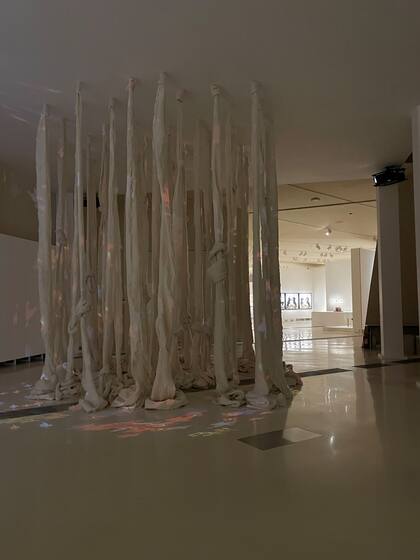 Instalación de Cecilia Vicuña, artista ganadora del León de Oro en la Bienal de Venecia