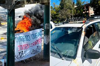 Sindicalistas quemaron gomas y lanzaron huevos contra funcionarios en medio de un conflicto salarial