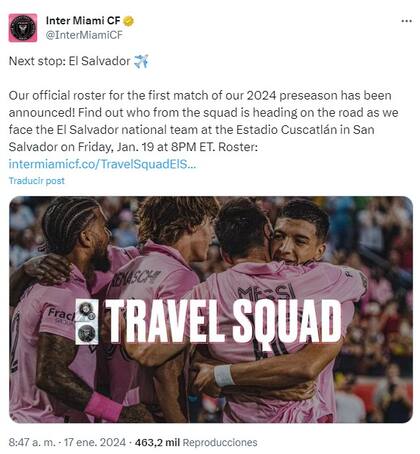 Inter Miami dio a conocer su alineación para el partido contra El Salvador