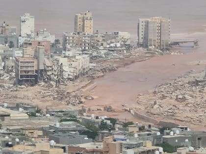 Inundaciones en la ciudad de Derna, en Libia.