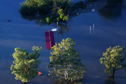 Inundaciones en las áreas de Windsor y Pitt Town a lo largo del río Hawkesbury en Greater Sydney