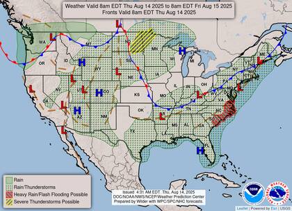 Inundaciones inminentes: El NWS alerta sobre riesgo de lluvias torrenciales en la costa del Atlántico medio y Carolinas