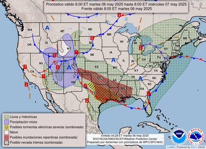 Inundaciones súbitas en el sur: riesgo moderado desde Texas hasta Mississippi por lluvias repetidas (