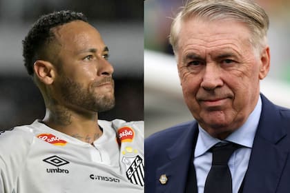 Neymar, con la camiseta de Santos, y Ancelotti, protagonistas de una historia con final abierto