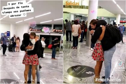 Iris y Fede lograron encontrarse en el aeropuerto y se fundieron en un tierno abrazo (Foto: TikTok @iris.mochilove)