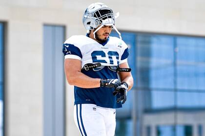 Isaac Alarcón se unió al equipo de práctica de los Dallas Cowboys de la NFL a través del programa International Player Pathway en 2020 (Jeremiah Jhass)