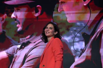 Isabel Díaz Ayuso, en el cierre de campaña en Madrid. (Pierre-Philippe MARCOU / AFP)