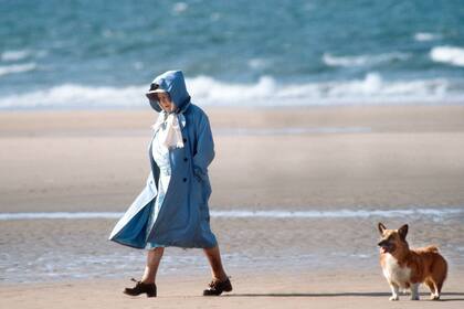 Isabel II, junto a uno de sus corgis en Norfolk. (Photo by Tim Graham Photo Library via Getty Images)
