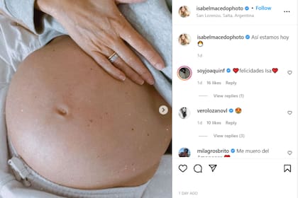 Isabel Macedo compartió las imágenes en Instagram del crecimiento de la panza