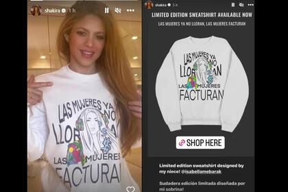 Isabella Merebak ilustró la frase "Las mujeres ya no lloran, las mujeres facturan" (Captura Instagram @shakira)