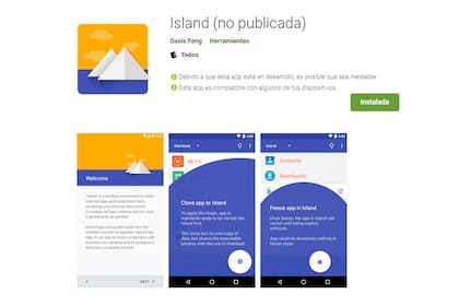 Island permite configurar un entorno con versiones clonadas de las aplicaciones del smartphone