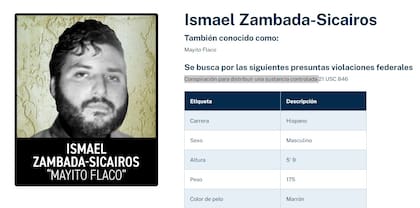 Ismael Zambada Sicairos, conocido como "El Mayito Flaco" es un fugitivo en Estados Unidos de acuerdo con la lista negra de la DEA