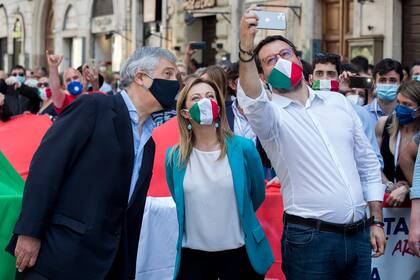 Giorgia Meloni, líder de Fratelli d’Italia, también participó de la manifestación