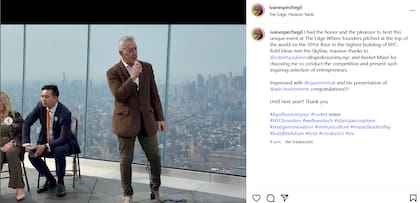 Iván Espeche condujo un evento en The Edge, el edificio más alto de Nueva York (Foto: Captura Instagram/@ivanespechegil)