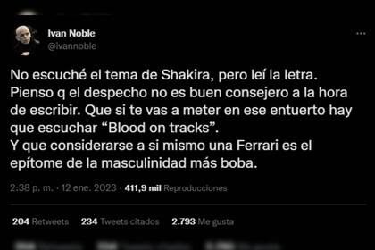 Iván Noble habló sobre el nuevo lanzamiento de Shakira (Captura Twitter)