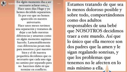 Ivana Icardi anunció su separación con Hugo Sierra a través de las historias de Instagram