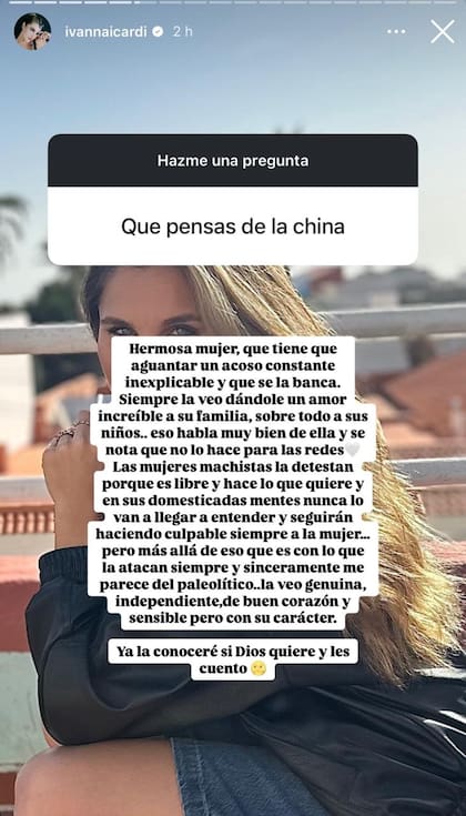 Ivanna Icardi se mostró a favor de la China Suárez (Foto: Instagram @ivannaicardi)