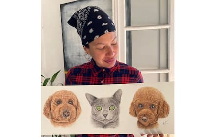 Ivette pasó el tiempo en el hospital haciendo retratos de un perro, actividad que luego continuó