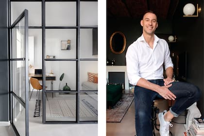 La oficina, que también es cuarto de huéspedes. alfombra (H&M Home). escritorio (Maisons du Monde). El interiorista croata Paulo Valcic.