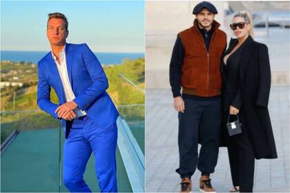 Izq: Maxi López, exmarido de Wanda Nara. Der: La empresaria con su actual esposo, Mauro Icardi