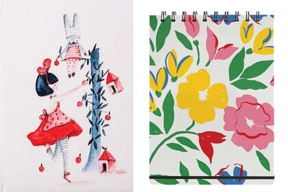 Izquierda: ilustrada, Good Notes, $250. Derecha: flower power, Sandia, $170