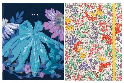 Izquierda: tropical., Oblock, $340. Derecha: floral, Cuadernos Fiel, $270