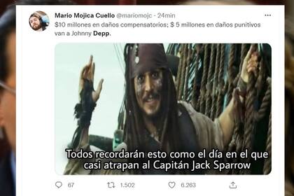 Jack Sparrow, el personaje de Johnny Depp en Piratas del caribe, tampoco podía faltar en los memes sobre la resolución del juicio por difamación contra Amber Heard