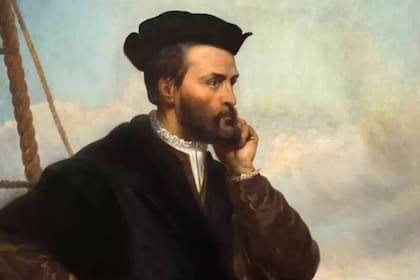 Jacques Cartier retratado por Theophile Hamel.