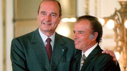 Jacques Chirac junto a Menem en su visita a la Argentina en el año 1997