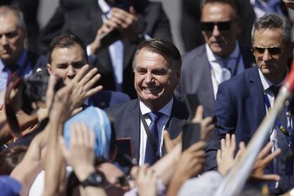 Jair Bolsonaro al llegar al congreso de la Nación