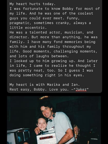 Jake Thomas también despidió a Robert Carradine, su padre en la ficción (Foto: Instagram @sirjakethomas)