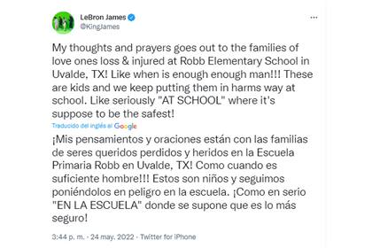 James envió sus condolencias a todas las familias afectadas
