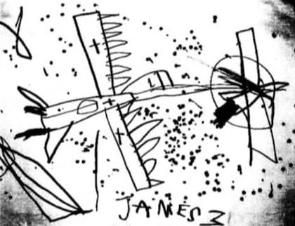 James también dibujó imágenes del accidente aéreo