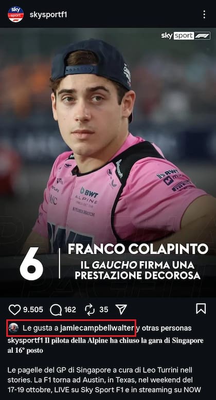 Jamie Campbell, manager de Colapinto, dio el visto bueno al apodo