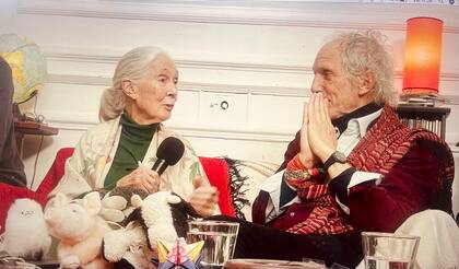 Jane Goodal y Boy Olmi durante su último encuentro en Buenos Aires