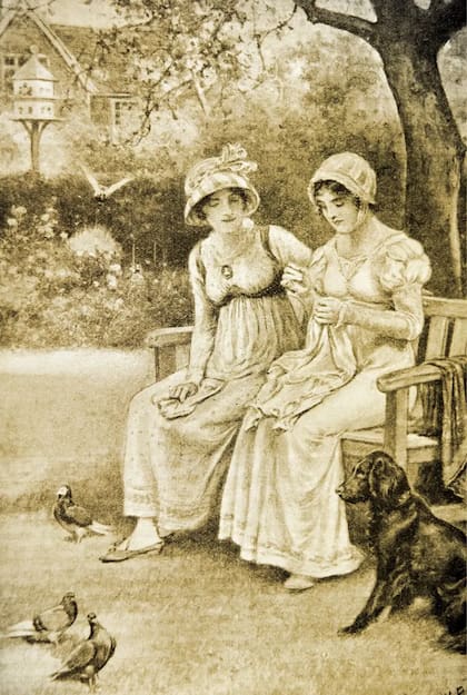 Jane y Cassandra Austen era muy cercanas (aquí en un grabado de 1810)