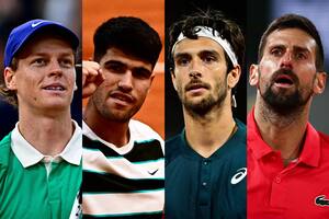 Jannik Sinner, Carlos Alcaraz, Lorenzo Musetti y Novak Djokovic son los cuatro mejores de Roland Garros 2025