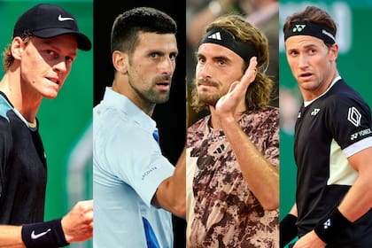 Jannik Sinner, Novak Djokovic, Stefanos Tsitsipas y Casper Ruud son los semifinalistas del Masters 1000 de Montecarlo; el italiano se cruzará con el griego, y el serbio, con el noruego.