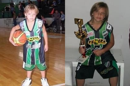 Jano Martínez, de niño, con la camiseta de Villa Mitre de Bahía Blanca