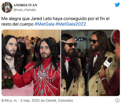Jared Leto desfiló con su larga cabellera y gafas idénticas a las de su amigo Alessandro Michele