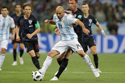 Mascherano, durante un partido de la selección: en el Mundial de Rusia se despidió de esa camiseta.
