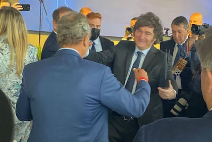 Javier Milei al recibir el premio Génesis en Israel