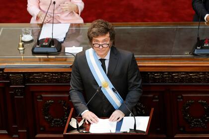 Javier Milei, anoche, al abrir las sesiones ordinarias en el Congreso