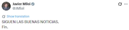Javier Milei celebró el acuerdo entre la UE y el Mercosur (X: @JMilei)
