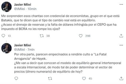 Javier Milei cuestionó a la ministra de Economía Silvina Batakis