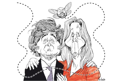 Javier Milei, Diego Spagnuolo y Karina Milei