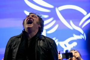 Javier Milei, durante el cierre de campaña de LLA en Rosario