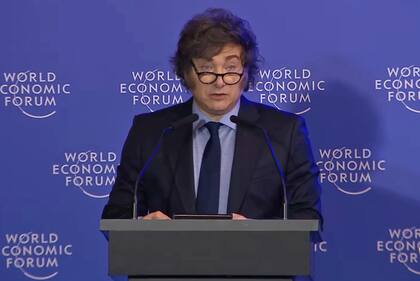 Javier Milei durante su discurso en el World Economic Forum